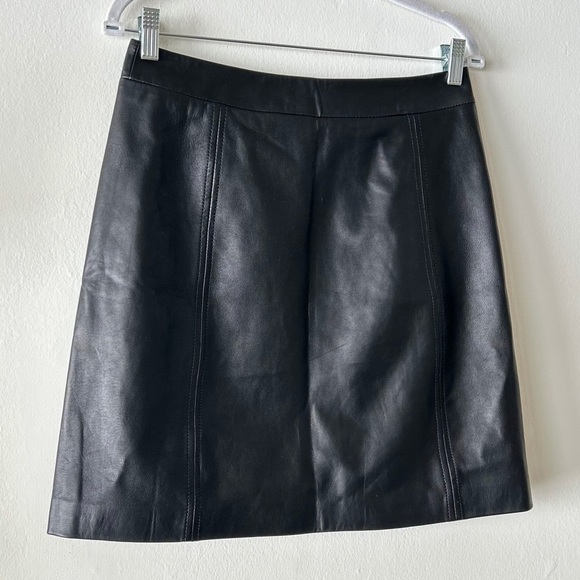 HOBBS LONDON Annabelle Leather Skirt Genuine Lamb’s Leather A-Line Mini Skirt - Picture 10 of 14